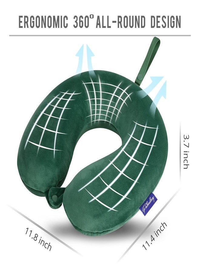 Fabuday Neck Pillow for Travel Memory Foam - Travel Pillows for Sleeping Airplane with Attachable Snap Strap Soft Washable Cover, Flight Pillow for Traveling, Car, Provide Head Neck Support Dark Green - Image 5